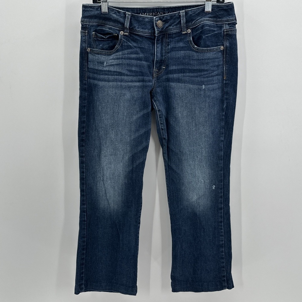 Women's American Eagle Outfitters Size 10 Blue Kick Boot Denim Jeans 32x26 1/2